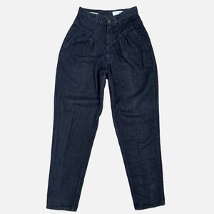 VTG 80s R Ross Jeans Womens 11* Black‎ Tapered Pleated High Rise Dark Wash Denim